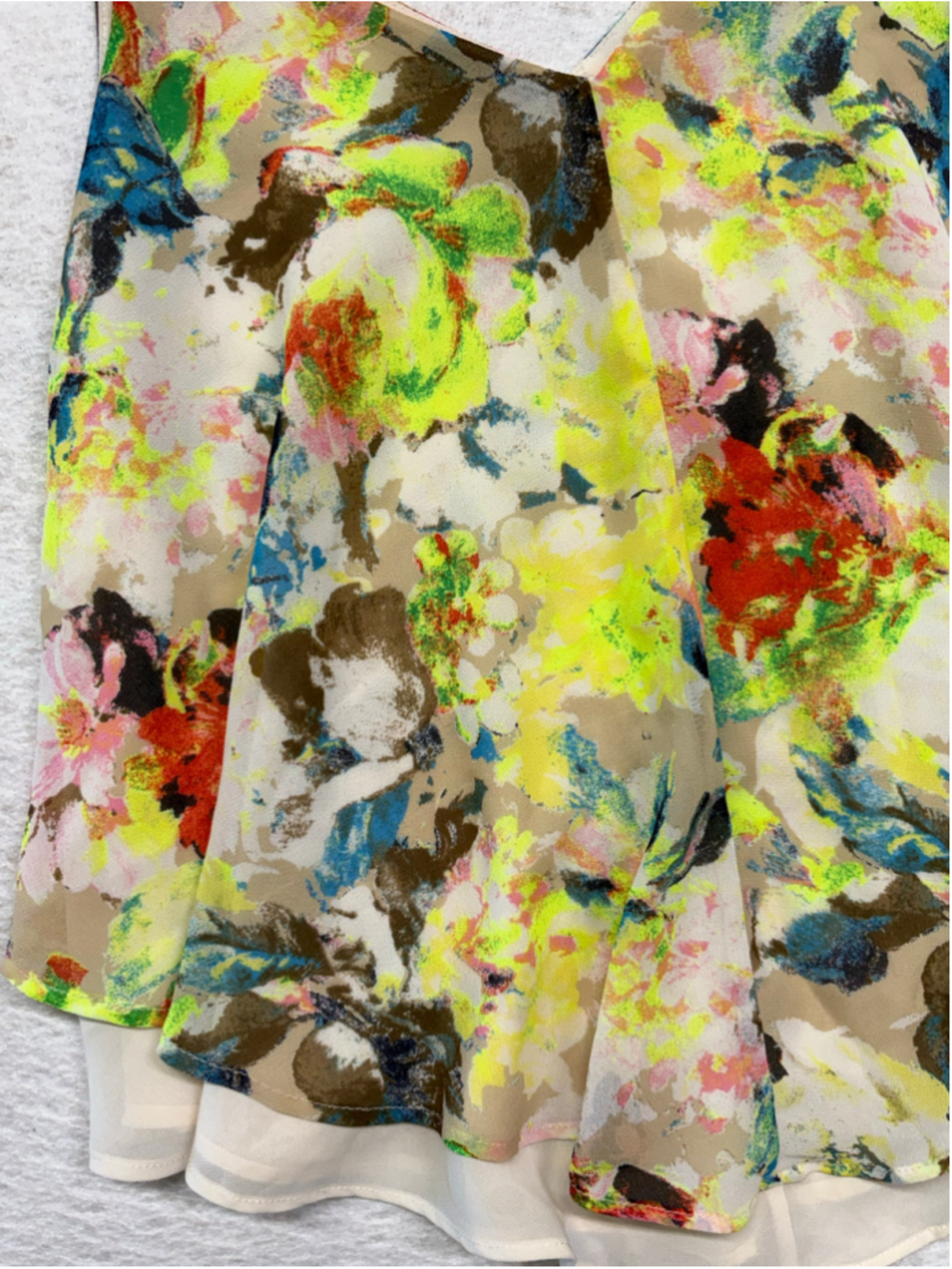 ASTR the Label Neon Floral Flyaway Asymmetric Cami Tank Top Size M - Picture 4 of 8